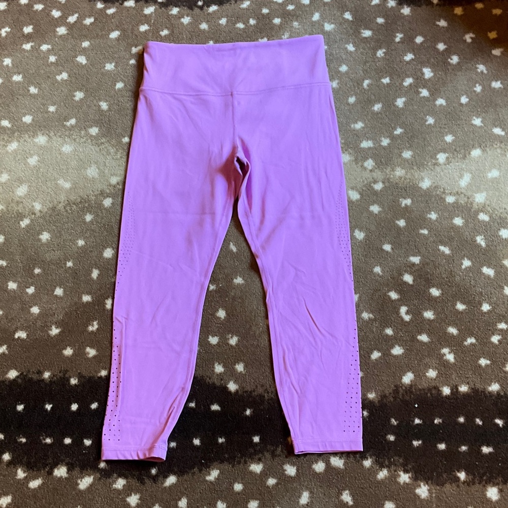 Women Lavender Active Leggings with Perforated Side Detail